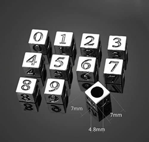 Honbay® 30PCS Metal Number 0-9 Coin Spacer Beads 7x7mm Hole: 4.8mm - Image 2