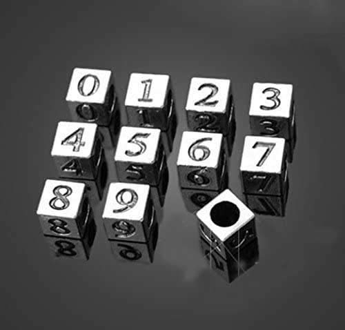 Honbay® 30PCS Metal Number 0-9 Coin Spacer Beads 7x7mm Hole: 4.8mm - Image 5