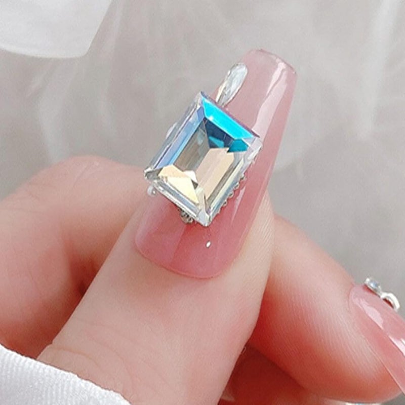 KDCQAH 48 Pcs Big Mix Sizes Different Shape Nail Rhinestones 12 Styles 3D Glass Crystals Diamonds Love Distorts Heart Super Shiny Charms Gems Stones DIY Nail Art Decoration Craft Jewelry (Sparkle White) - Image 5