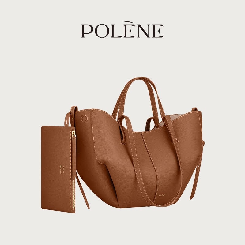 Polene Wing Bag New Bucket Handbag Women'S Bag New Tote Bag Cyme Cowhide Handbag - Image 5