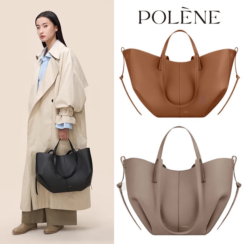 Polene Wing Bag New Bucket Handbag Women'S Bag New Tote Bag Cyme Cowhide Handbag - Image 2