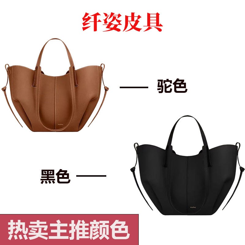Polene Wing Bag New Bucket Handbag Women'S Bag New Tote Bag Cyme Cowhide Handbag - Image 4