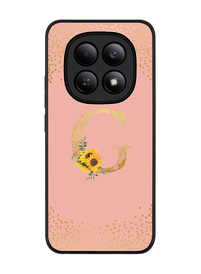 For Xiaomi Redmi Note 15 4G Case,Slim fit Camera Protection, Shockproof Thin Phone cover  - Custom Floral Monogram - G  (Rose Pink )