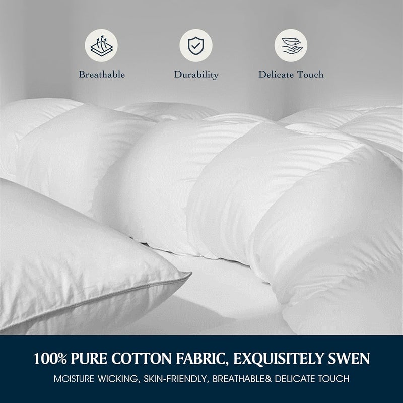 Serta Goose Feather Down Fiber Cotton Comforter King Size - 100% Cotton Duvet Insert - Hotel Luxury Hypoallergenic Bedding Comforter All Season Medium Warmth 106 x 90 Inch White - Image 2