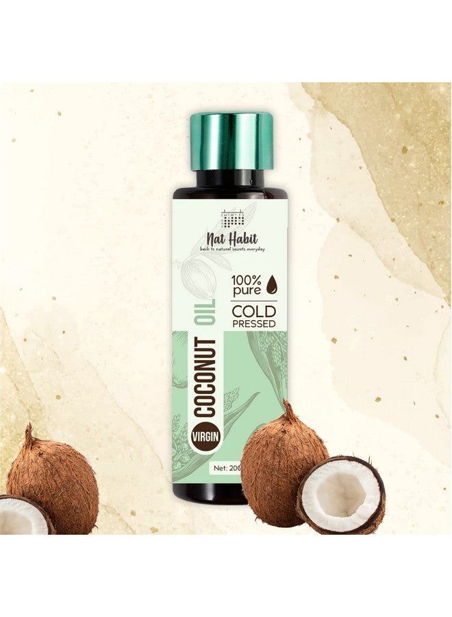 عادة نات زيت جوز الهند البكر النقي 100% من Nat Habit المعصور على البارد للبشرة والشعر، من جوز الهند الخام من تاميل نادو وكيرالا | طازج من مطبخنا الأيورفيدي، خالٍ من المواد الحافظة | زيت تدليك الجسم، زيت الشعر، 200 مل - Image 2