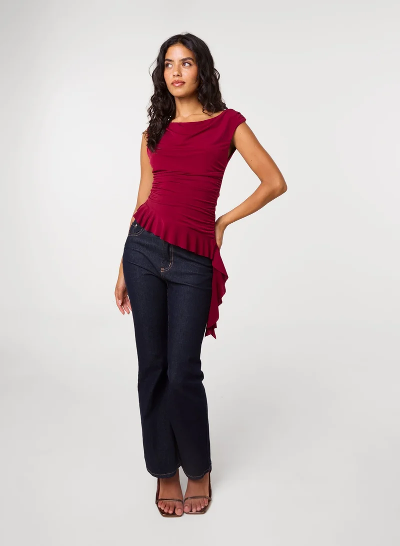 Pink Vanilla Asymmetrical Frill Top