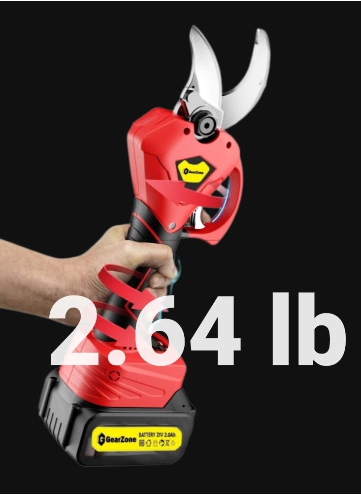 GearZone - Electric Pruning Scissors, 21V Portable Handheld Electric Pruning Shears with 1pcs Battery, Cordless Tree Branch Pruner 25mm Cutting Diameter, Red Color - Image 1