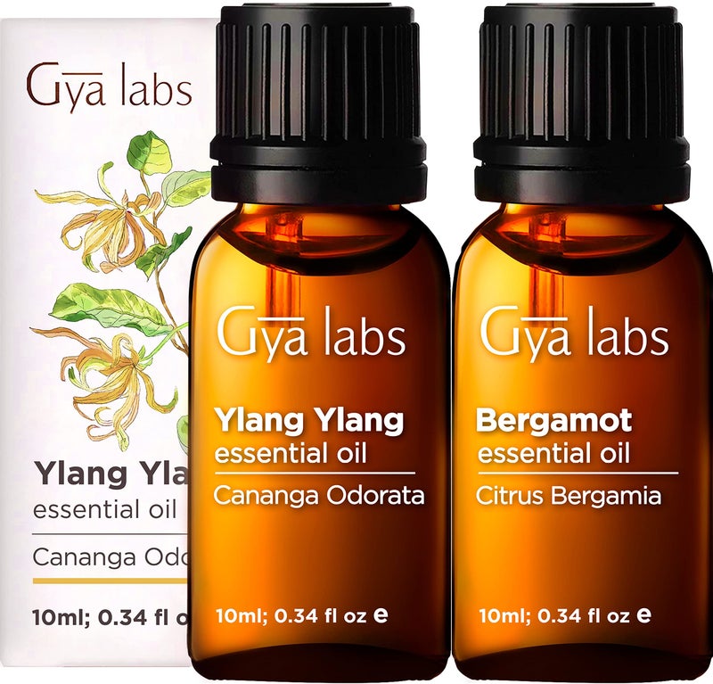 Gya Labs Ylang Ylang & Bergamot Essential Oil Combo Pack (0.34 Fl Oz x 2) - for Diffuser, Skin, Aromatherapy, Soap & Candle Making Scents - Image 1