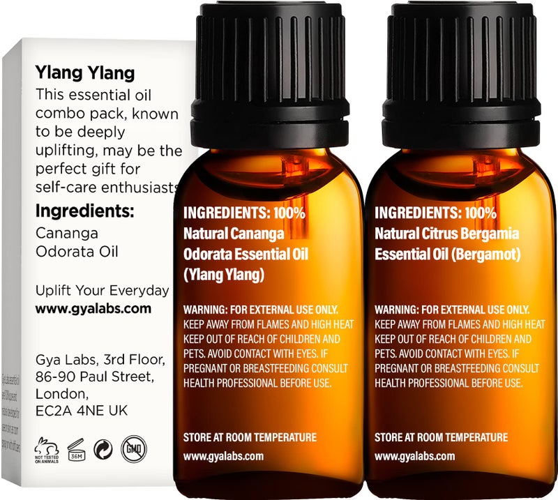 Gya Labs Ylang Ylang & Bergamot Essential Oil Combo Pack (0.34 Fl Oz x 2) - for Diffuser, Skin, Aromatherapy, Soap & Candle Making Scents - Image 2