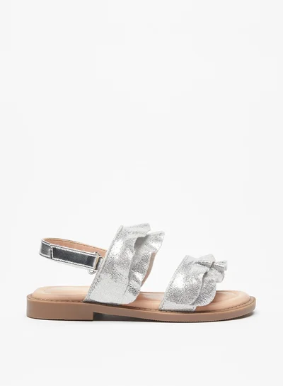 JUNIORS Girls Ruffle Detail Sandals With Hook And Loop Closure