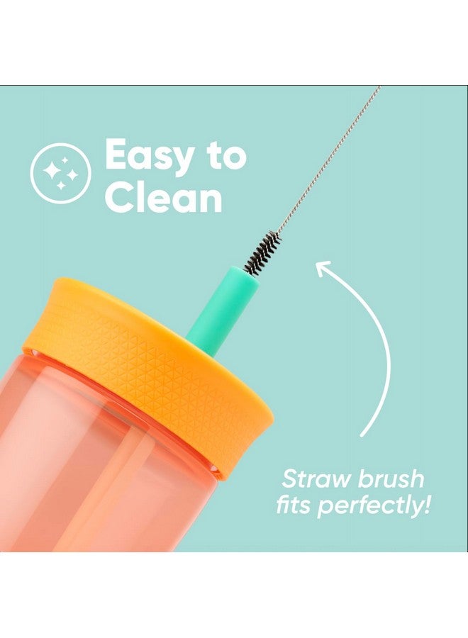 Owala Owala Kids Insulation BPA-Free Plastic Tumbler with Spill Resistant Flexible Straw, Easy to Clean, Kids Water Bottle, Great for Travel, Dishwasher Safe, 15 Oz, Orange and Peach (Watermelon) - Image 3