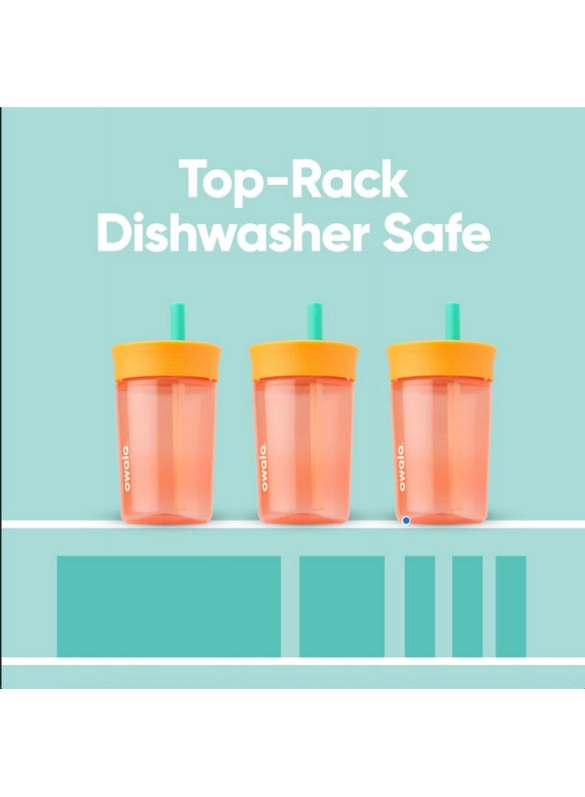 Owala Owala Kids Insulation BPA-Free Plastic Tumbler with Spill Resistant Flexible Straw, Easy to Clean, Kids Water Bottle, Great for Travel, Dishwasher Safe, 15 Oz, Orange and Peach (Watermelon) - Image 4