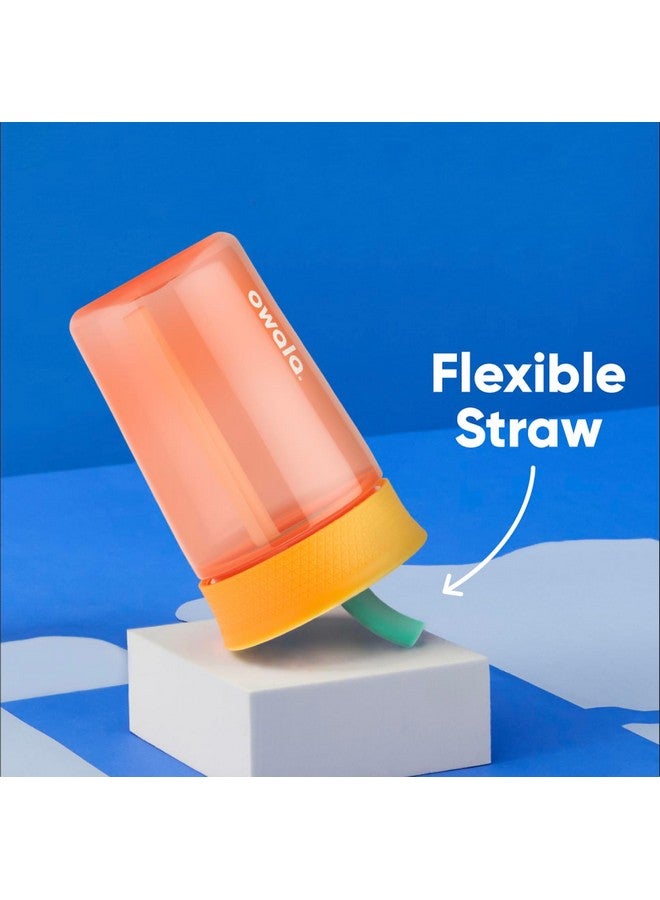 Owala Owala Kids Insulation BPA-Free Plastic Tumbler with Spill Resistant Flexible Straw, Easy to Clean, Kids Water Bottle, Great for Travel, Dishwasher Safe, 15 Oz, Orange and Peach (Watermelon) - Image 2