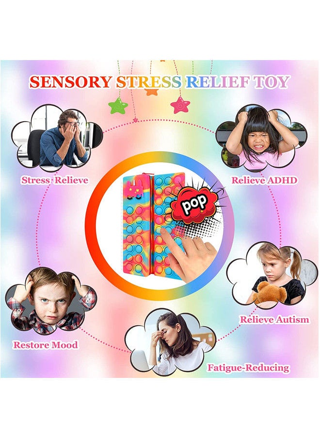 ISank - Pop Notebook Pencil Case, Fidget Push It Bubble Toys Pencil Box Notebook 2 in 1 Design,Relieve Stress Spiral Notebooks A5 Office Cchool Stationery - Image 1