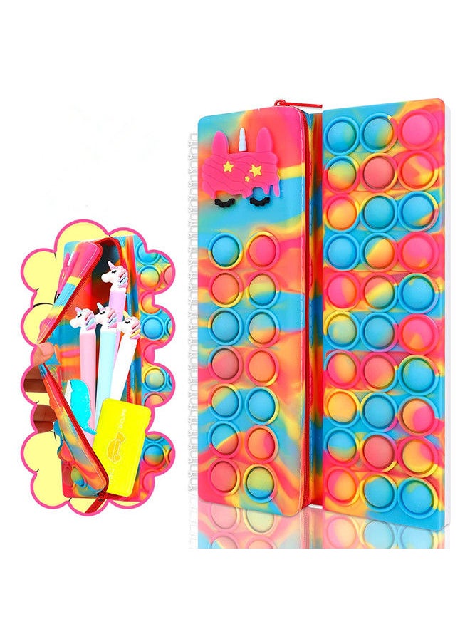 ISank - Pop Notebook Pencil Case, Fidget Push It Bubble Toys Pencil Box Notebook 2 in 1 Design,Relieve Stress Spiral Notebooks A5 Office Cchool Stationery - Image 1