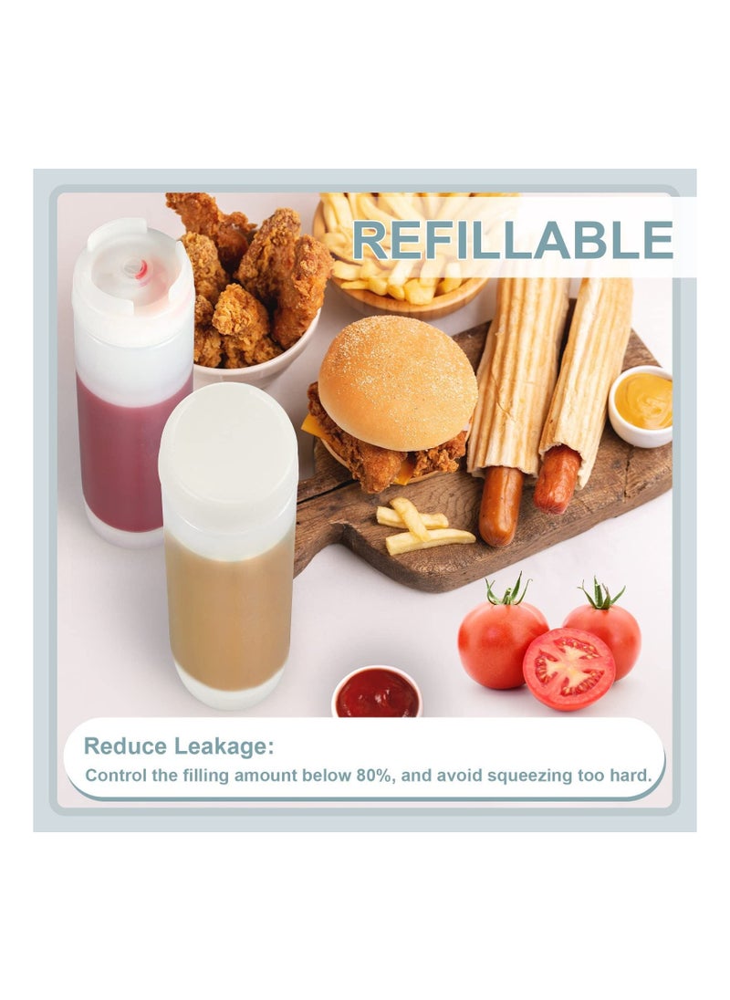 Y&D 3 Pcs Inverted Plastic Squeeze Bottles Refillable Tip Large Valve Dispenser Condiment for Sauces Ketchup Sour Cream Self Sealing Syrup Restaurants Catering Kitchen 16oz  - Image 2