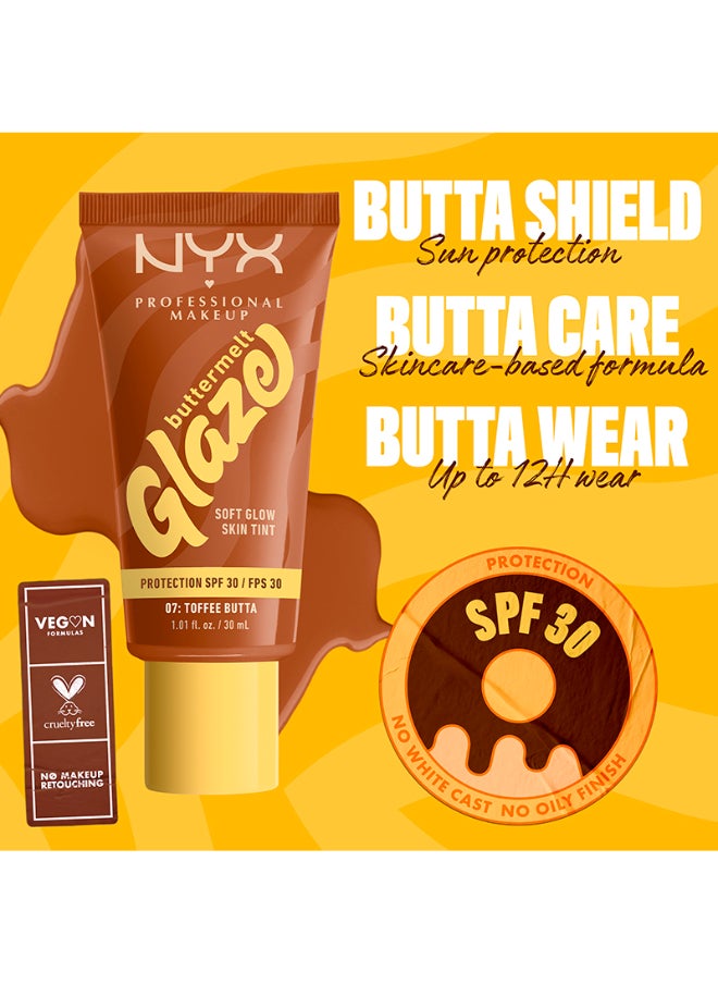 NYX PROFESSIONAL MAKEUP - Buttermelt Glaze Soft Glow Skin Tint + SPF/FPS 30 Foundation 12h Wear Toffee Butta - Image 1
