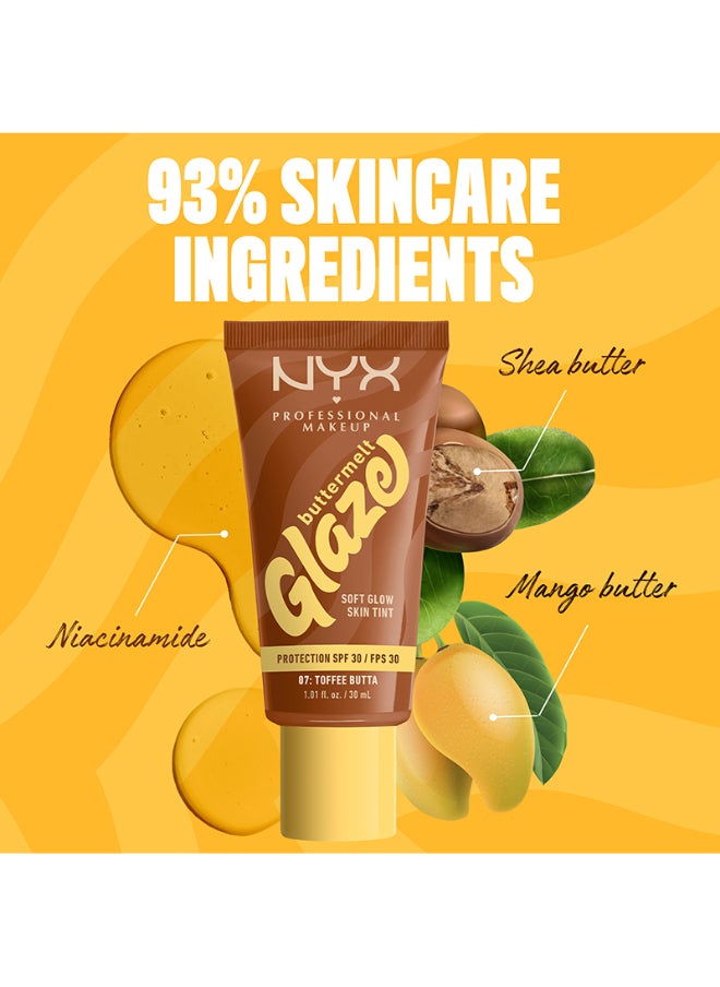 NYX PROFESSIONAL MAKEUP - Buttermelt Glaze Soft Glow Skin Tint + SPF/FPS 30 Foundation 12h Wear Toffee Butta - Image 1