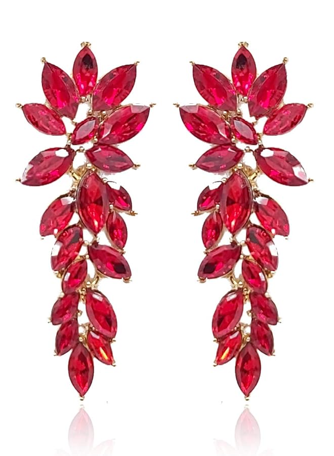 YouBella Jewelery Girls Women'S Stylish Latest Design Gold Plated Crystal Earrings Red - Image 1