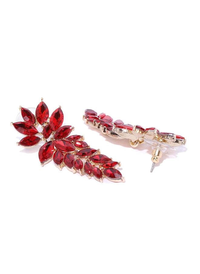 YouBella Jewelery Girls Women'S Stylish Latest Design Gold Plated Crystal Earrings Red - Image 3