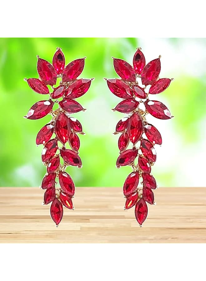 YouBella Jewelery Girls Women'S Stylish Latest Design Gold Plated Crystal Earrings Red - Image 5