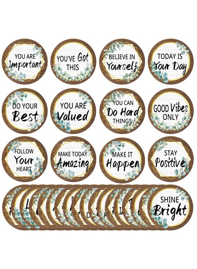 COCHIE 30-Styles Positive Sayings Accents Eucalyptus Motivational Classroom Cutouts Decors, 7" Growth Mindset Chips Motivational Wall Art Inspirational Quote Cards for Bulletin Board Classroom Decorations - Image 1