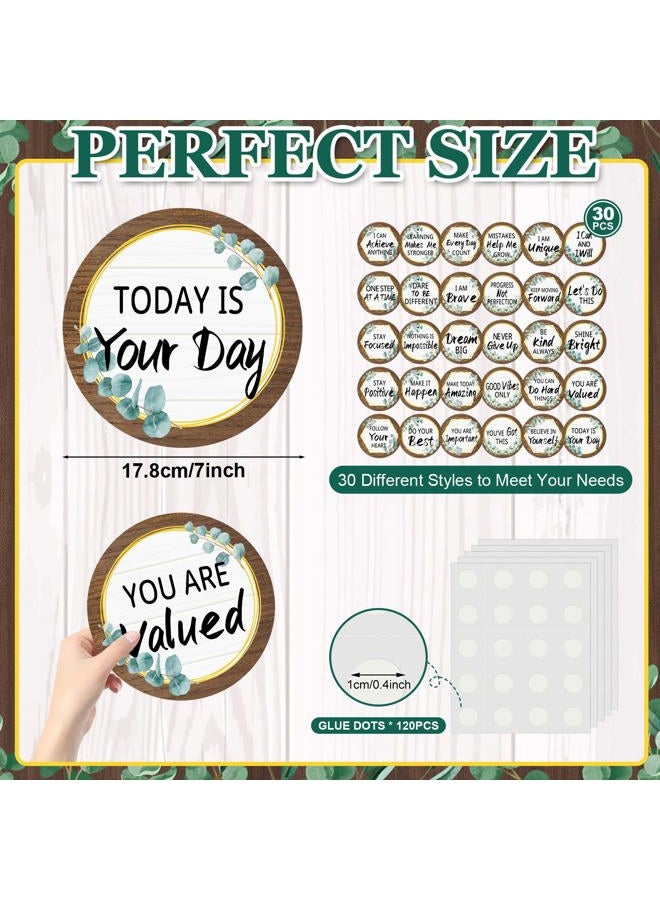 COCHIE 30-Styles Positive Sayings Accents Eucalyptus Motivational Classroom Cutouts Decors, 7" Growth Mindset Chips Motivational Wall Art Inspirational Quote Cards for Bulletin Board Classroom Decorations - Image 2