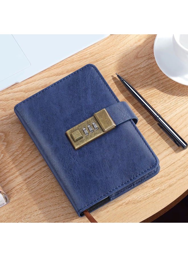 WEMATE Journal with Lock, A6 PU Leather Diary with Lock 240 Pages, Locked Journal Password Notebook with Pen & Gift Box, Locking Diary Planner Organizer for Men and Women 4.3X 6.18in Blue - Image 5