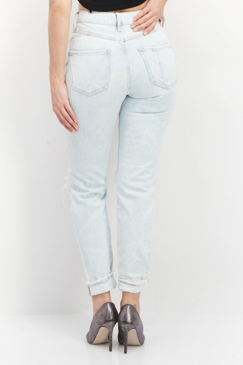 RIVER ISLAND Women Long Fit Washed Denim Jeans, Blue - Image 4