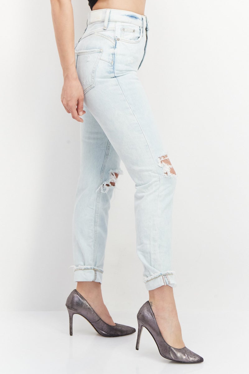 RIVER ISLAND Women Long Fit Washed Denim Jeans, Blue - Image 2