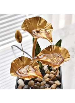 QURAX QURAX Metal Tabletop Water Fountain 3 Tier Relaxation Fountain Waterfall Lotus Shape Fountain Mini Waterfall for Indoor Use Natural River Rocks for Indoor Dcor Office Living Room Bedroom  - Image 4