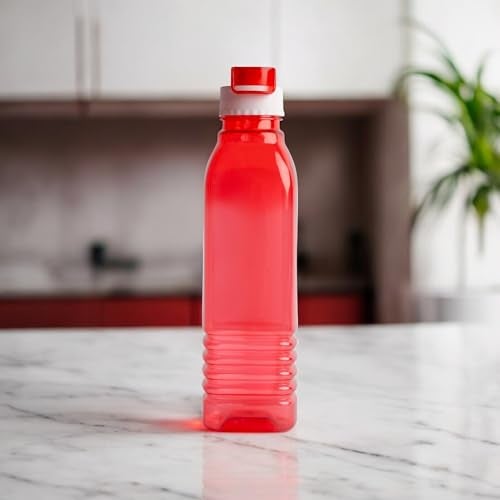 HW Kitchen Plastic Water Bottle I Water Bottle 1 Ltr | Ideal For Kitchen Home Office Travel Small Fridge For Room Gym| Unbreakable & Leak Proof I BPA Free | Set Of 6 Water Bottles, Assorted - Image 4
