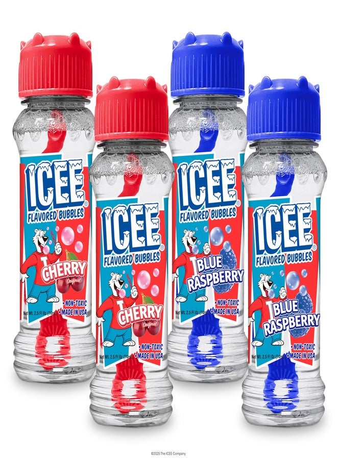 BubbleLick Bubble Lick ICEE Flavored Bubbles 4 Pack Red Cherry Blue Raspberry for Kids Families USA Made - Image 1