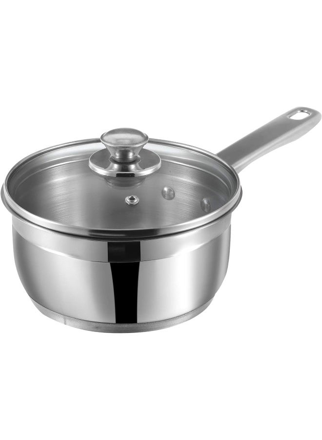 Vinod Stainless Steel Two Tone Saucepan with Glass Lid - 14 cm, 1.1 L (Induction Friendly) - Image 3