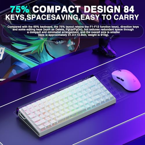 CORBOBO Aula Hero 84 HE - 75% Mechanical Gaming Keyboard, Hall Effect Magnetic Switches Keyboard, 8000Hz Polling Rate, RGB Neon Light Box, Hot-Swappable Side-Printed PBT Keycaps, Gamer Keyboards for PC/Mac - Image 3