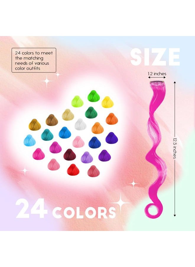 Dreamlover Hair Accessories for Girls, Colored Hair Extensions for Kids, Crazy Hair Day Accessories, 24 Pieces  - Image 2