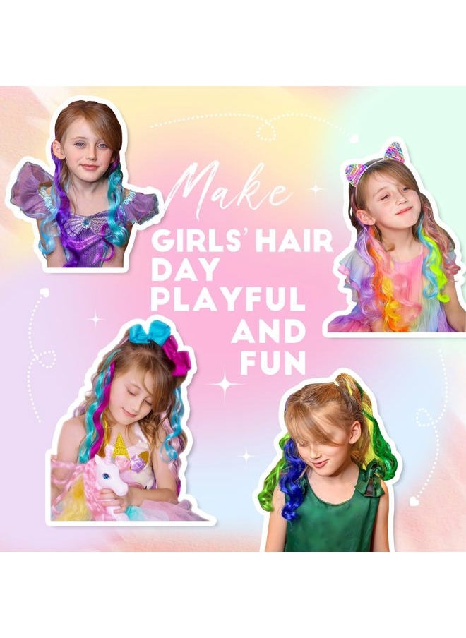 Dreamlover Hair Accessories for Girls, Colored Hair Extensions for Kids, Crazy Hair Day Accessories, 24 Pieces  - Image 4