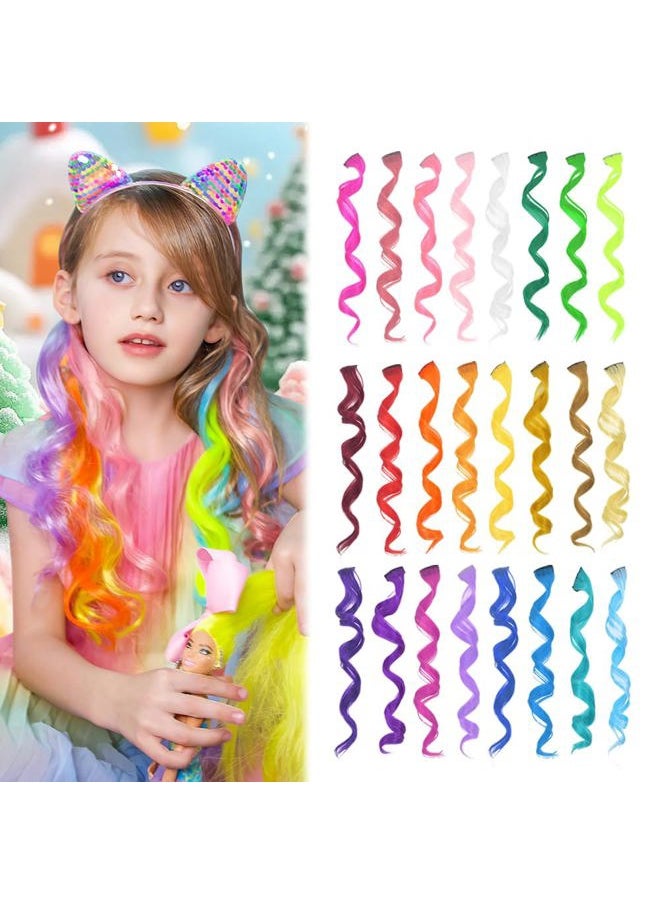 Dreamlover Hair Accessories for Girls, Colored Hair Extensions for Kids, Crazy Hair Day Accessories, 24 Pieces  - Image 1