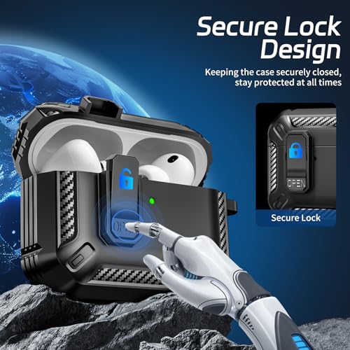 TNSNK for AirPods Pro 3 Case (2025 New), Secure Lock Cases Cover with Cleaning Kit & Keychain Compatible with Airpods Pro 3rd Generation Case for Men Women, Powerful Drop Protection - Image 3