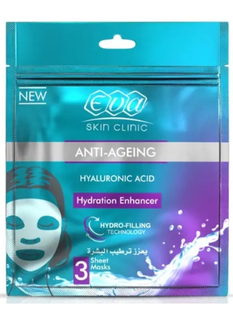 Eva Eva Skin Clinic Hyaluronic Acid Hydration Enhancer 3 sheet Mask 42 Ml - Image 1