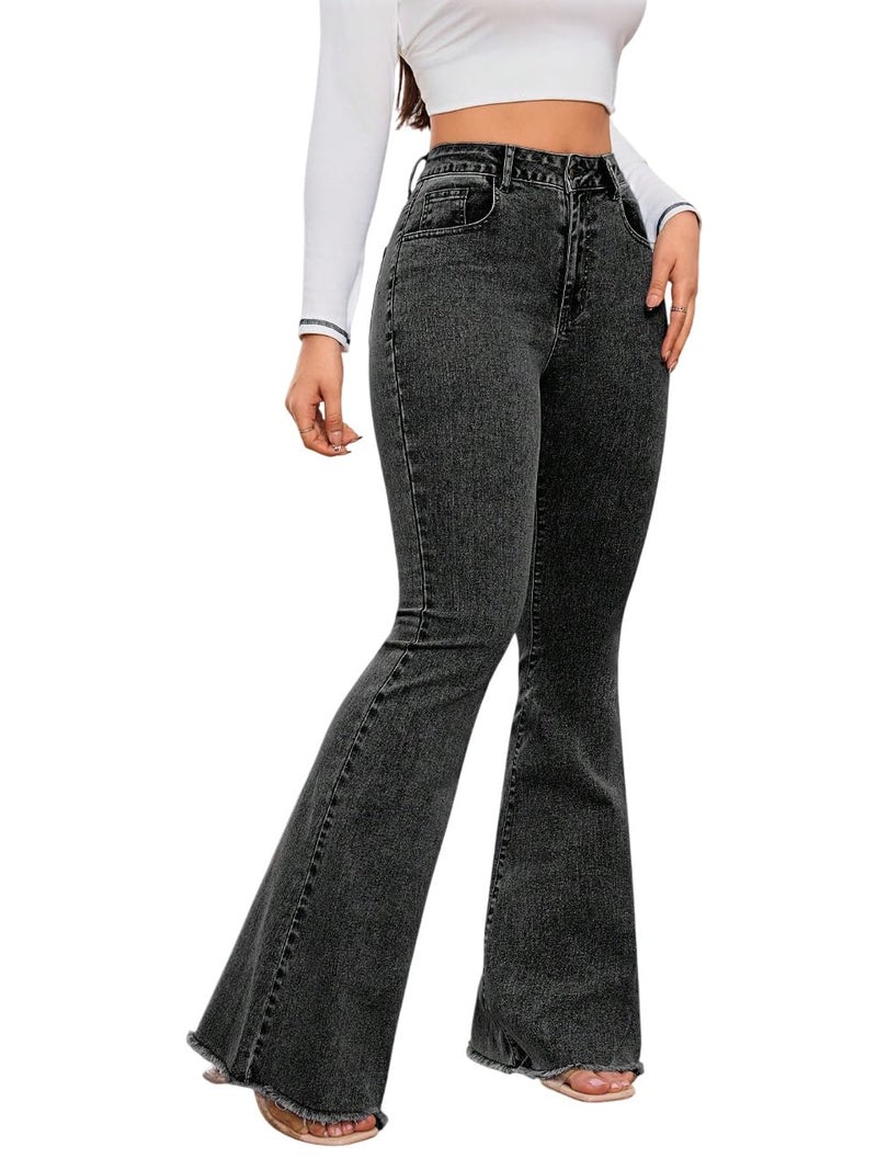 KOTTY Women's Solid Lightweight Eerie Black Fit and Flared Jeans(Black,S)-KTTLADIESJEANS3100S - Image 1