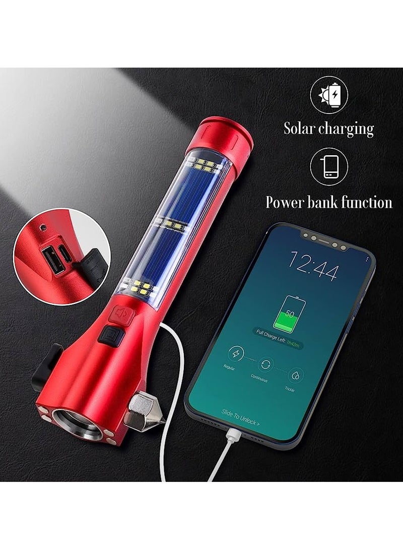 Sun Power 16-in-1 Solar Emergency Flashlight – LED Torch with Power Bank, Glass Breaker, Seatbelt Cutter, SOS Alarm, Magnetic Base, Rechargeable – Ideal for Car, Camping, and Emergencies - Image 3