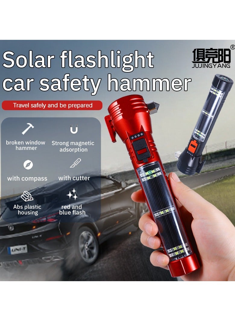 Sun Power 16-in-1 Solar Emergency Flashlight – LED Torch with Power Bank, Glass Breaker, Seatbelt Cutter, SOS Alarm, Magnetic Base, Rechargeable – Ideal for Car, Camping, and Emergencies - Image 4