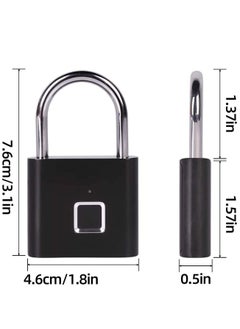 Generic Fingerprint Padlock, Locker Lock, Smart Pad Lock Waterproof Small Portable Padlock with USB Charging for Locker, Luggage, Gym , Suitcas, School, Bike  - Image 2