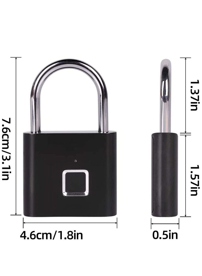 Fingerprint Padlock, Locker Lock, Smart Pad Lock Waterproof Small Portable Padlock with USB Charging for Locker, Luggage, Gym , Suitcas, School, Bike  - Image 2