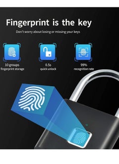 Generic Fingerprint Padlock, Locker Lock, Smart Pad Lock Waterproof Small Portable Padlock with USB Charging for Locker, Luggage, Gym , Suitcas, School, Bike  - Image 3