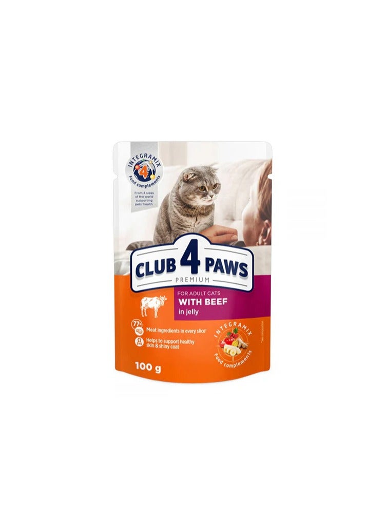 CLUB 4 PAWS Club 4 Paws Cat Wet Food Adult with Beef - Pouch 100 g