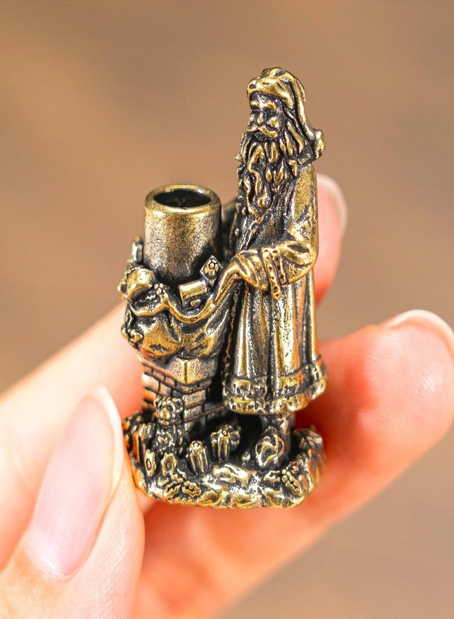 chovy تمثال سانتا كلوز عتيق من النحاس الأصفر من تشوفي - قطعة ديكور فنية مثالية للمنزل أو المكتب أو المقهى - مناسب لرفوف الكتب وغرفة المعيشة والمكتب - يضفي سحرًا على ديكورات الشتاء وعيد الميلاد ورأس السنة الجديدة - Image 1