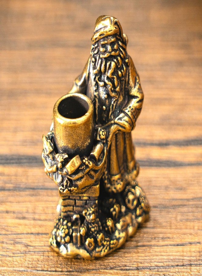 chovy تمثال سانتا كلوز عتيق من النحاس الأصفر من تشوفي - قطعة ديكور فنية مثالية للمنزل أو المكتب أو المقهى - مناسب لرفوف الكتب وغرفة المعيشة والمكتب - يضفي سحرًا على ديكورات الشتاء وعيد الميلاد ورأس السنة الجديدة - Image 2