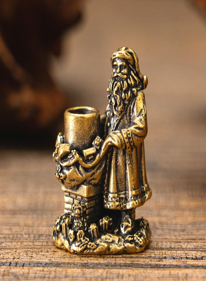 chovy تمثال سانتا كلوز عتيق من النحاس الأصفر من تشوفي - قطعة ديكور فنية مثالية للمنزل أو المكتب أو المقهى - مناسب لرفوف الكتب وغرفة المعيشة والمكتب - يضفي سحرًا على ديكورات الشتاء وعيد الميلاد ورأس السنة الجديدة - Image 3